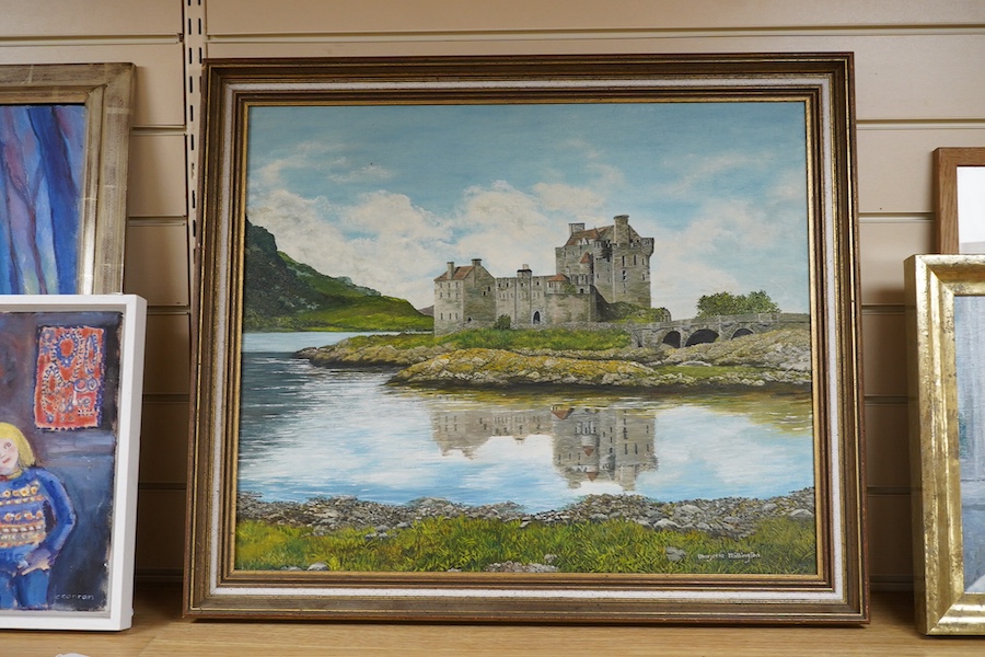 Marjorie Millington, oil on canvas board, Irish moated castle, signed, 49 x 59cm. Condition - good